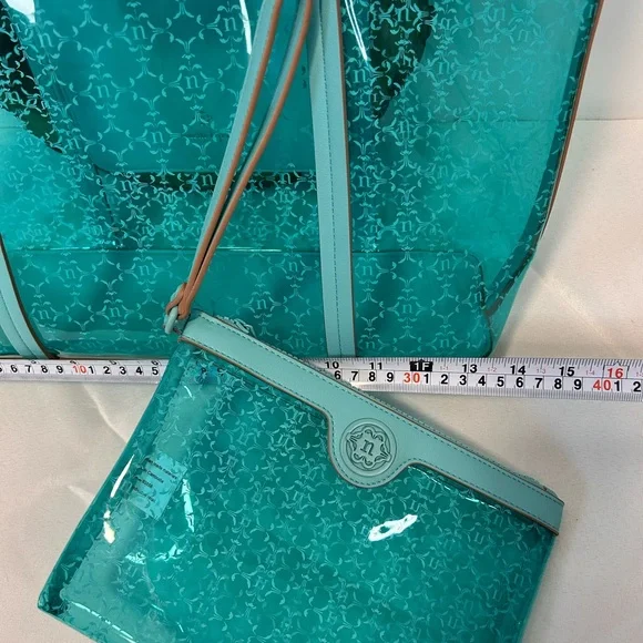 Nanette Lepore Maxine clear vinyl tote‎ with wristlet pouch aquatic blue color - Picture 6 of 13